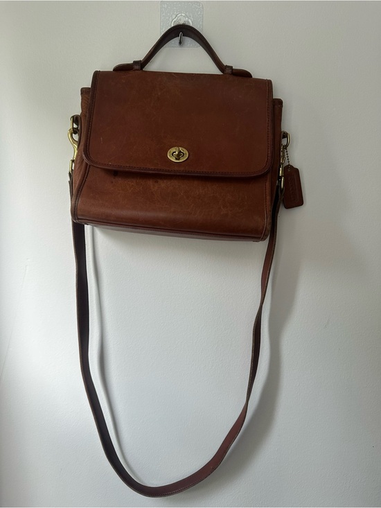 Coach Handbags - Vintage Coach Chestnut Brown Leather Turnlock Satchel with Strap y2k 80s